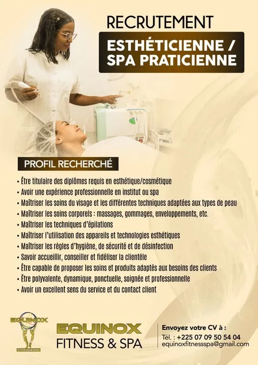 RECRUTEMENT 𝗘𝗦𝗧𝗛𝗘́𝗧𝗜𝗖𝗜𝗘𝗡𝗡𝗘 / 𝗦𝗣𝗔 𝗣𝗥𝗔𝗧𝗜𝗖𝗜𝗘𝗡𝗡𝗘