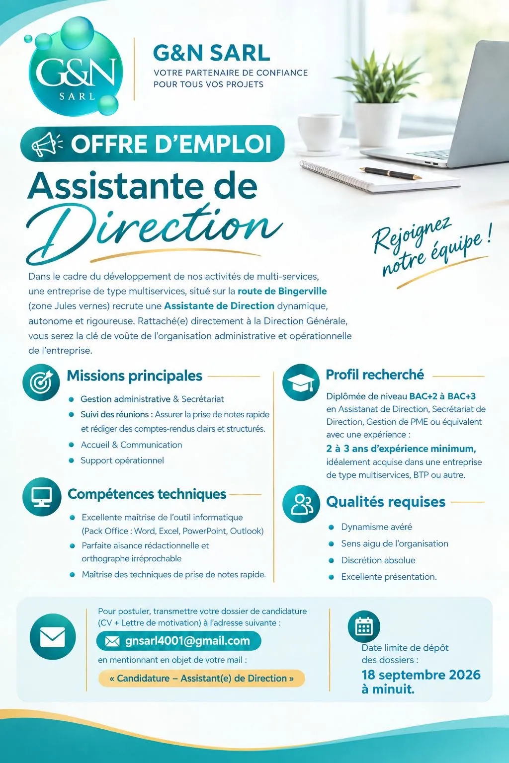 RECRUTEMENT ASSISTANTE DE DIRECTION