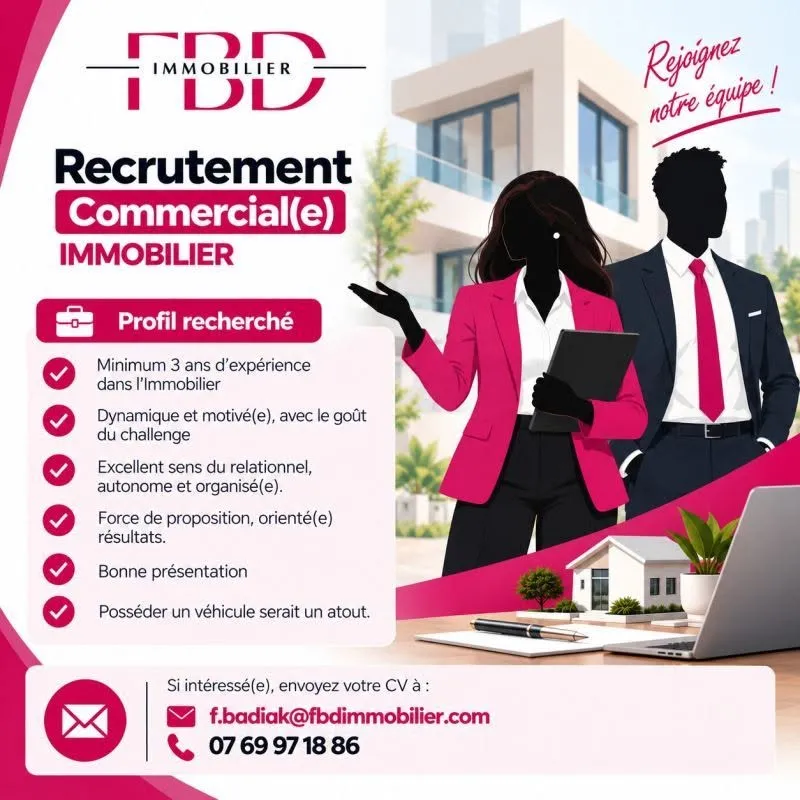 RECRUTEMENT COMMERCIAL IMMOBILIER (H/F)
