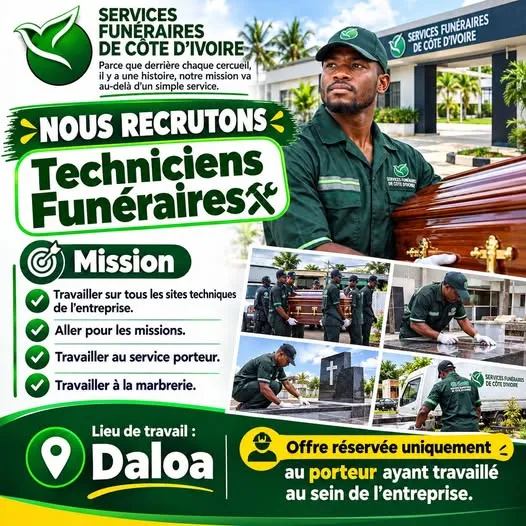 RECRUTEMENT DES TECHNICIENS FUNERAIRES