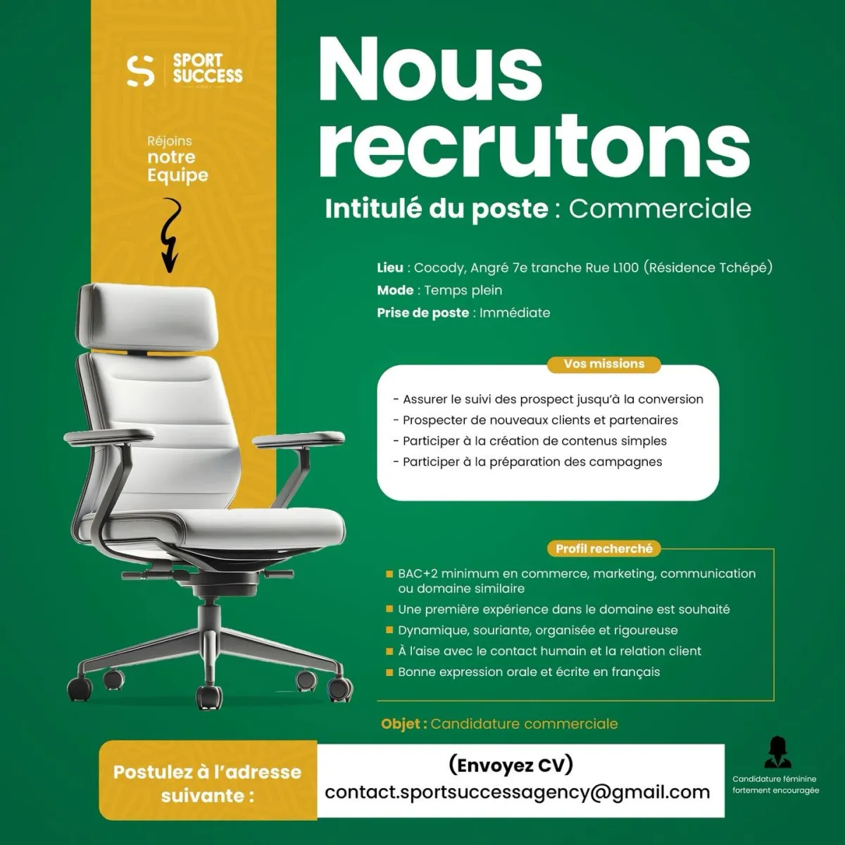 RECRUTEMENT D'UN COMMERCIALE (H/F)
