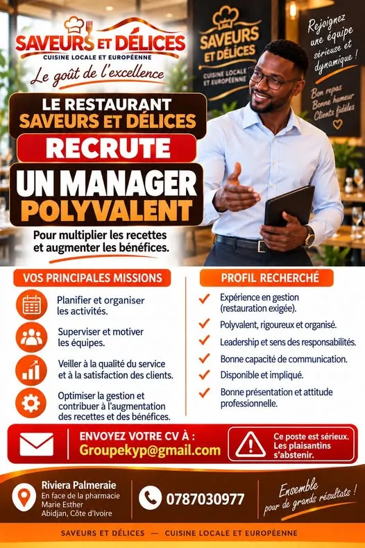 RESTAU RECRUTE MANAGER PLYVALENT