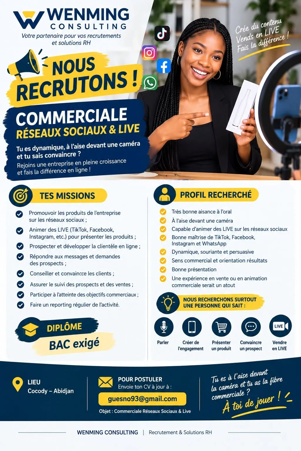 COMMERCIALE – RÉSEAUX SOCIAUX & LIVE