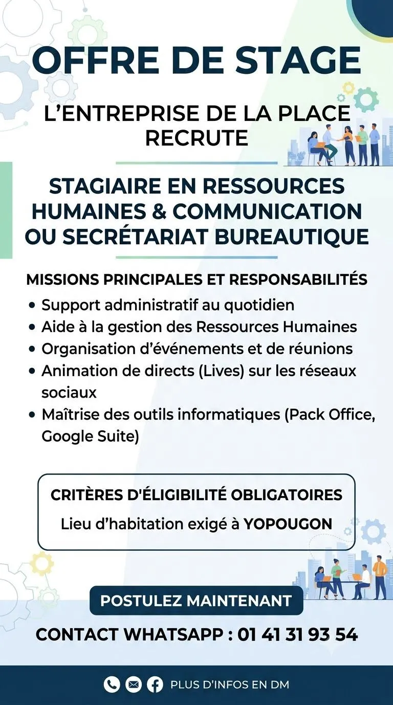 STAGIAIRE RESSOURCES HUMAINE SECRETAIRE