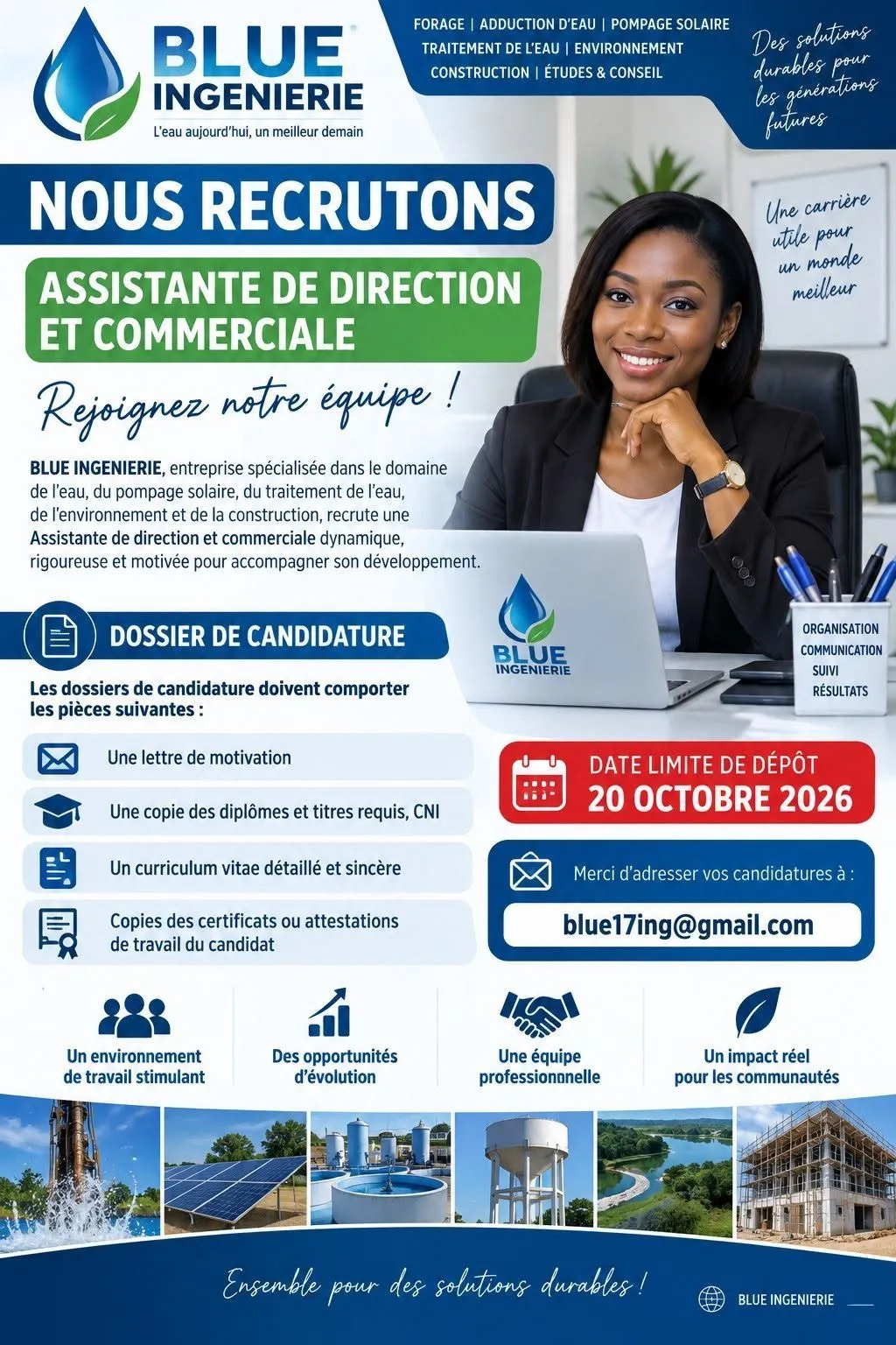Offre d'emploi RECRUTEMEN ASSISTANTE DE DIRECTION ET COMMERCIALE