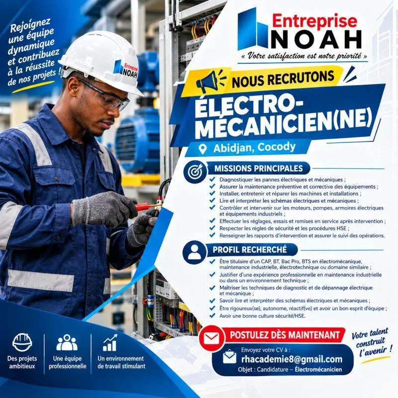 RECRUTEMENT ELECTRO- MECANICIEN (H/F)