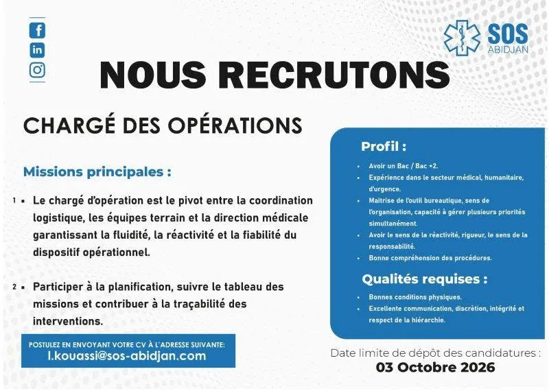 RECRUTEMENT CHARGESDES DES OPERATIONS