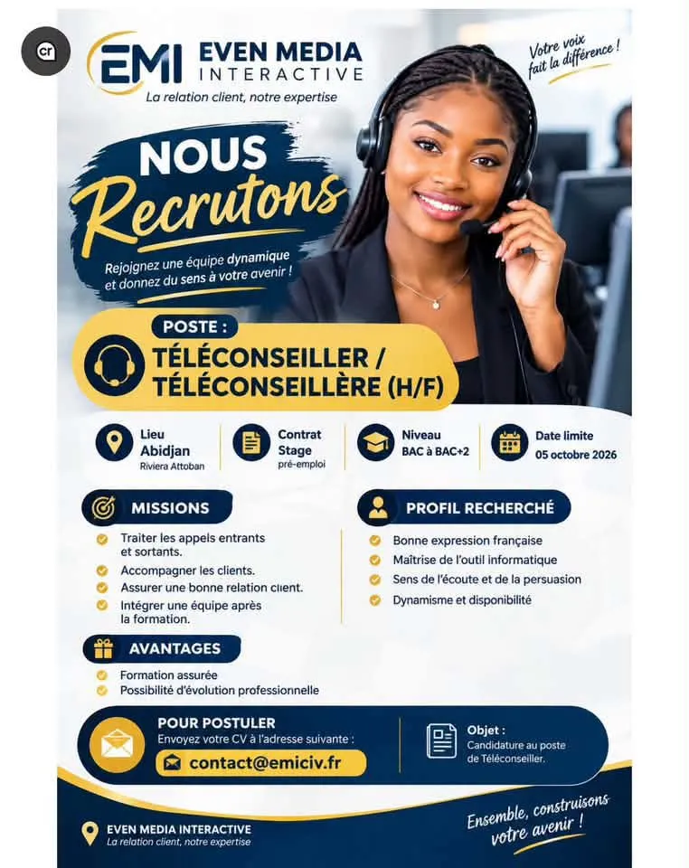 RECRUTEMENT TELECONSEILLER (ERE) (H/F)