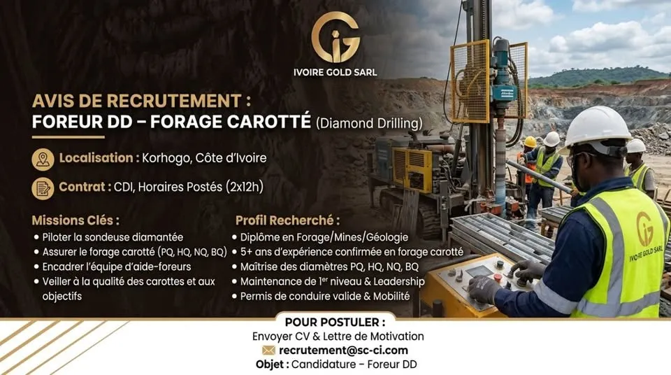RECRUTEMENT : FOREUR DD – FORAGE CAROTTÉ