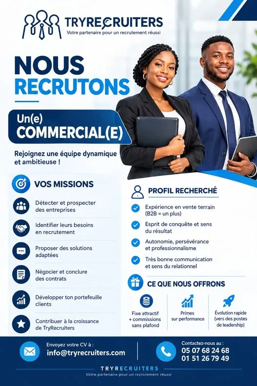 RECRUTEMENT D'UN COMMERCIAL (H/F)