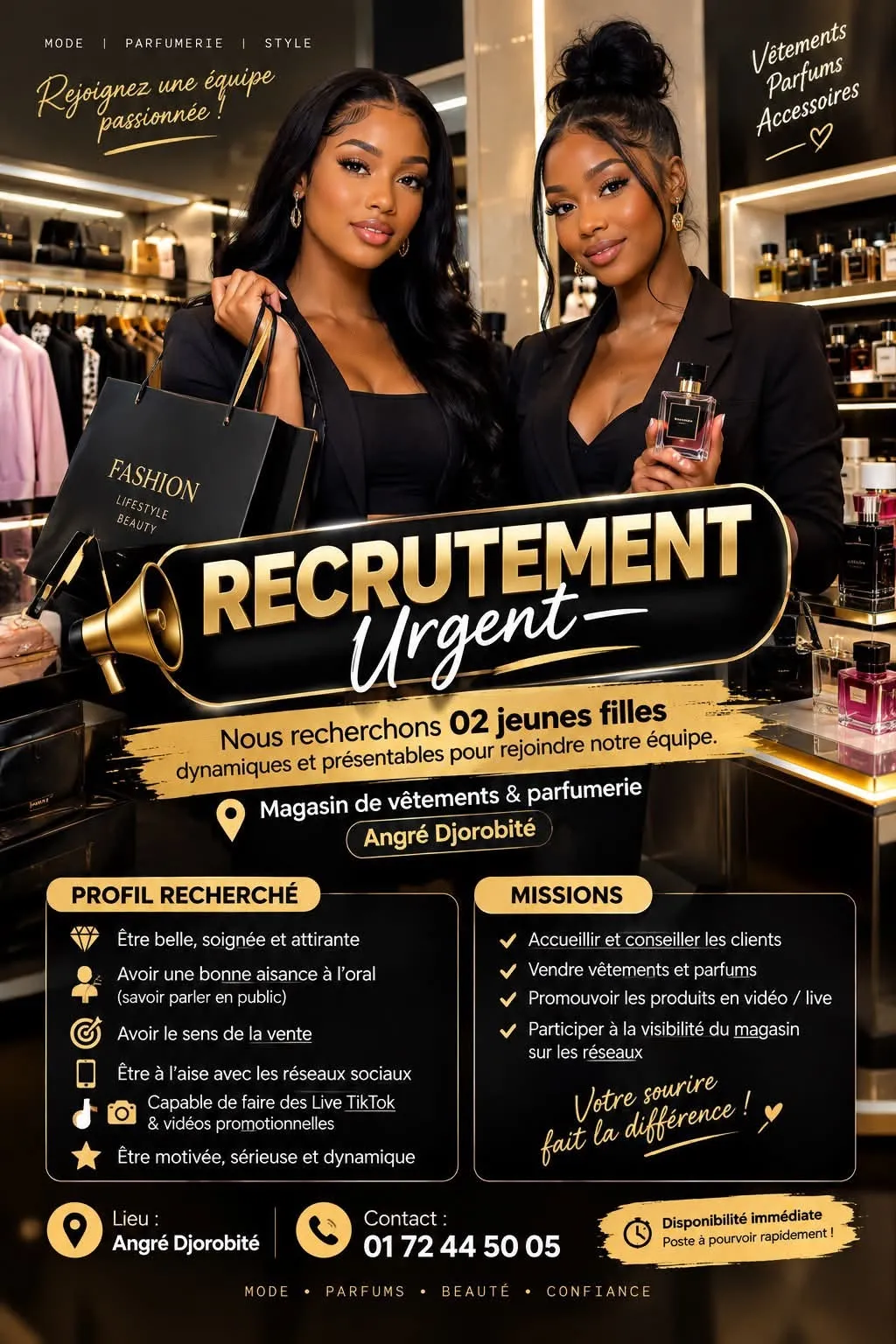 RECRUTEMENT DE DEUX FILLES