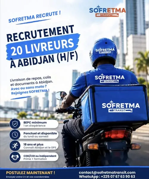 RECRUTEMENT DE PLUSIEURS LIVREURS