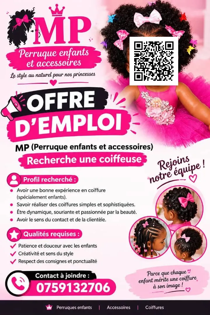 RECRUTE UNE COIFFEUSE ENFANT