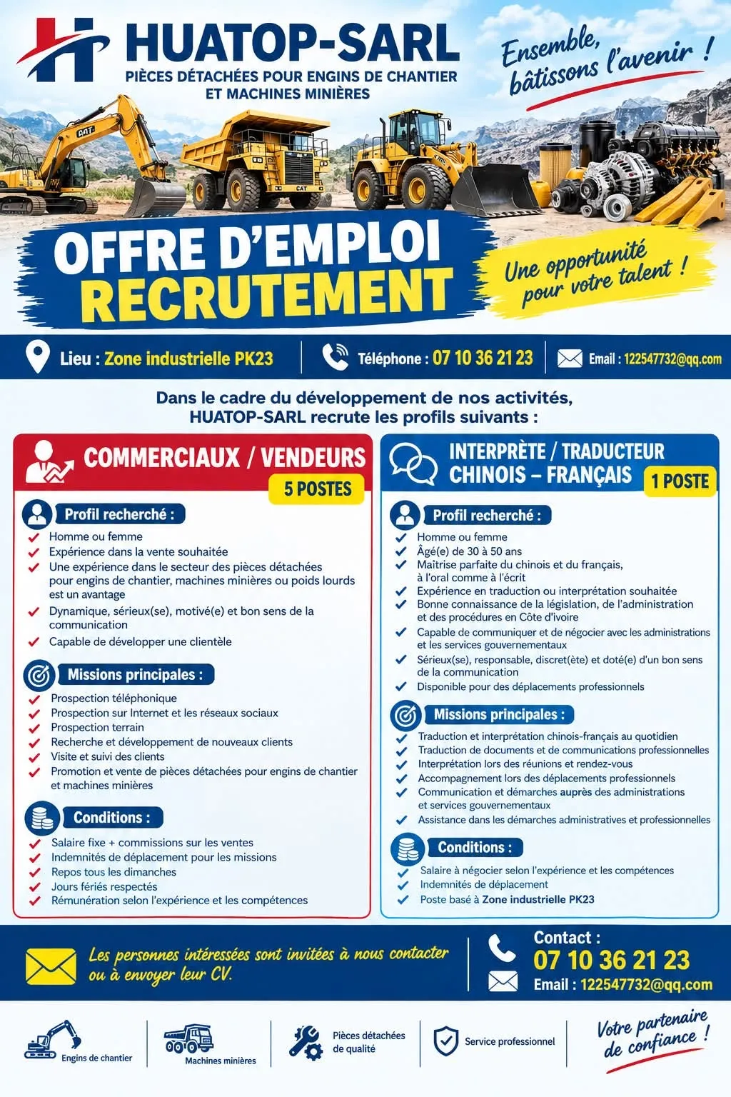 RECRUTEMENT COMMERCIAUX / VENDEURS – 5 POSTES