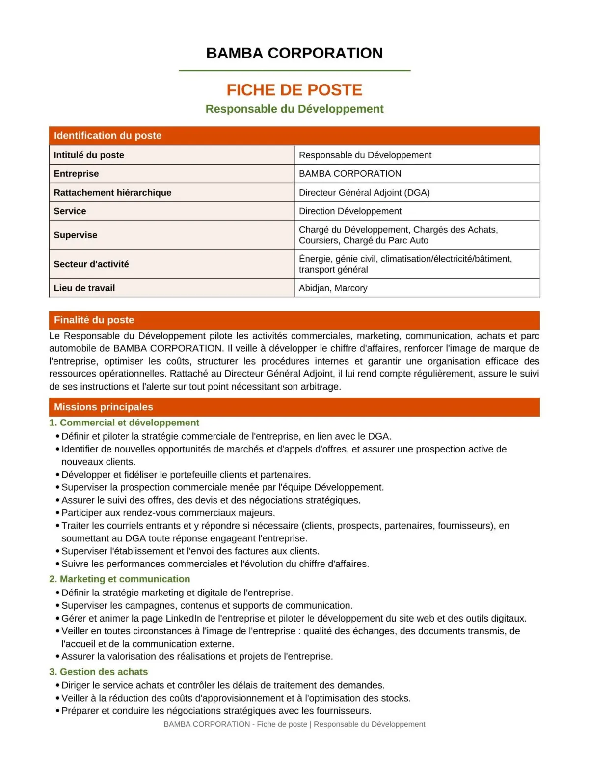 RECRUTEMENT RESPONSABLE DU DEVELOPPEMENT