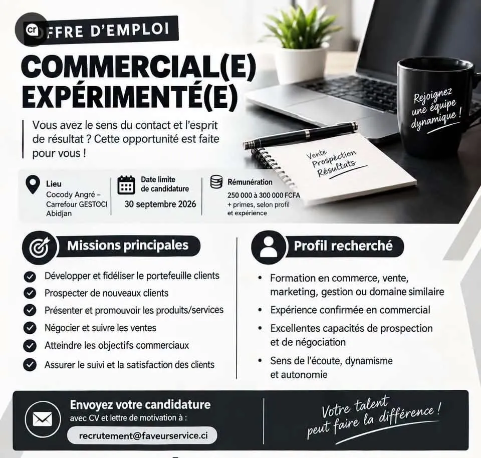 RECRUTEMENT COMMERCIAL EXPERIMENTE (H/F)