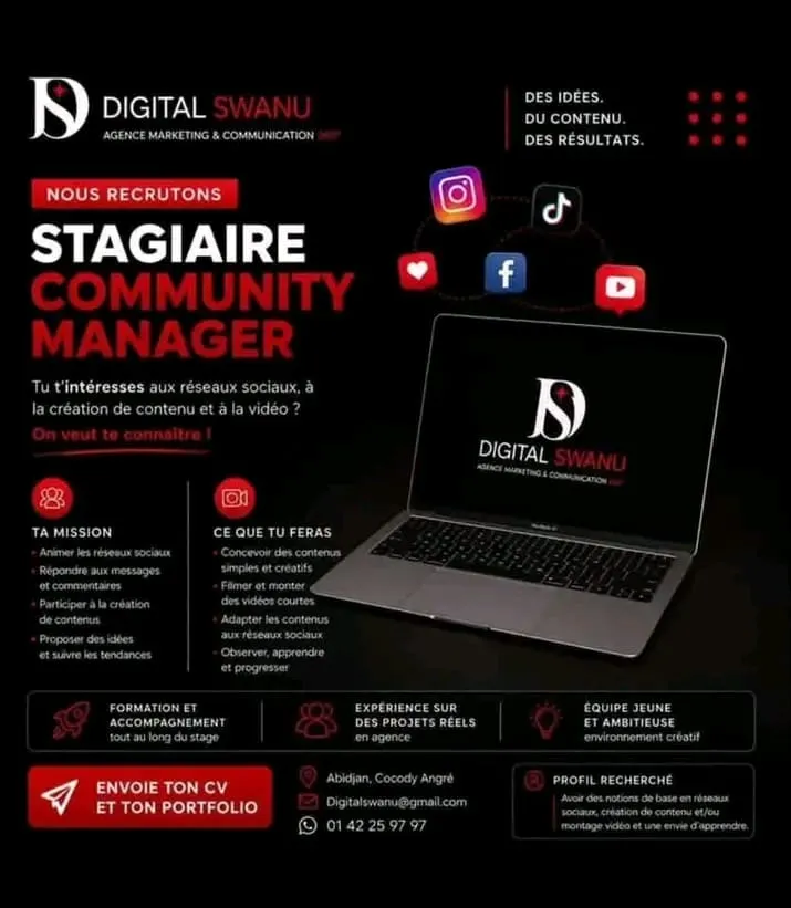 RECRUTEMENT DE COMMUNITY MANAGER STAGIAIRE