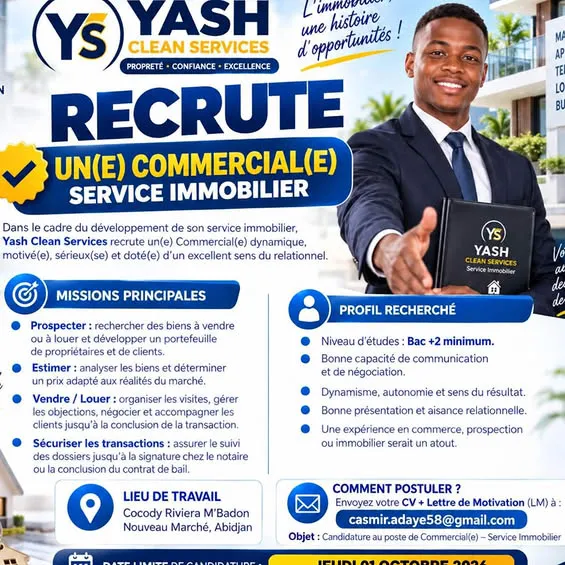 RECRUTEMENT D'UN COMMERCIAL (H/F)