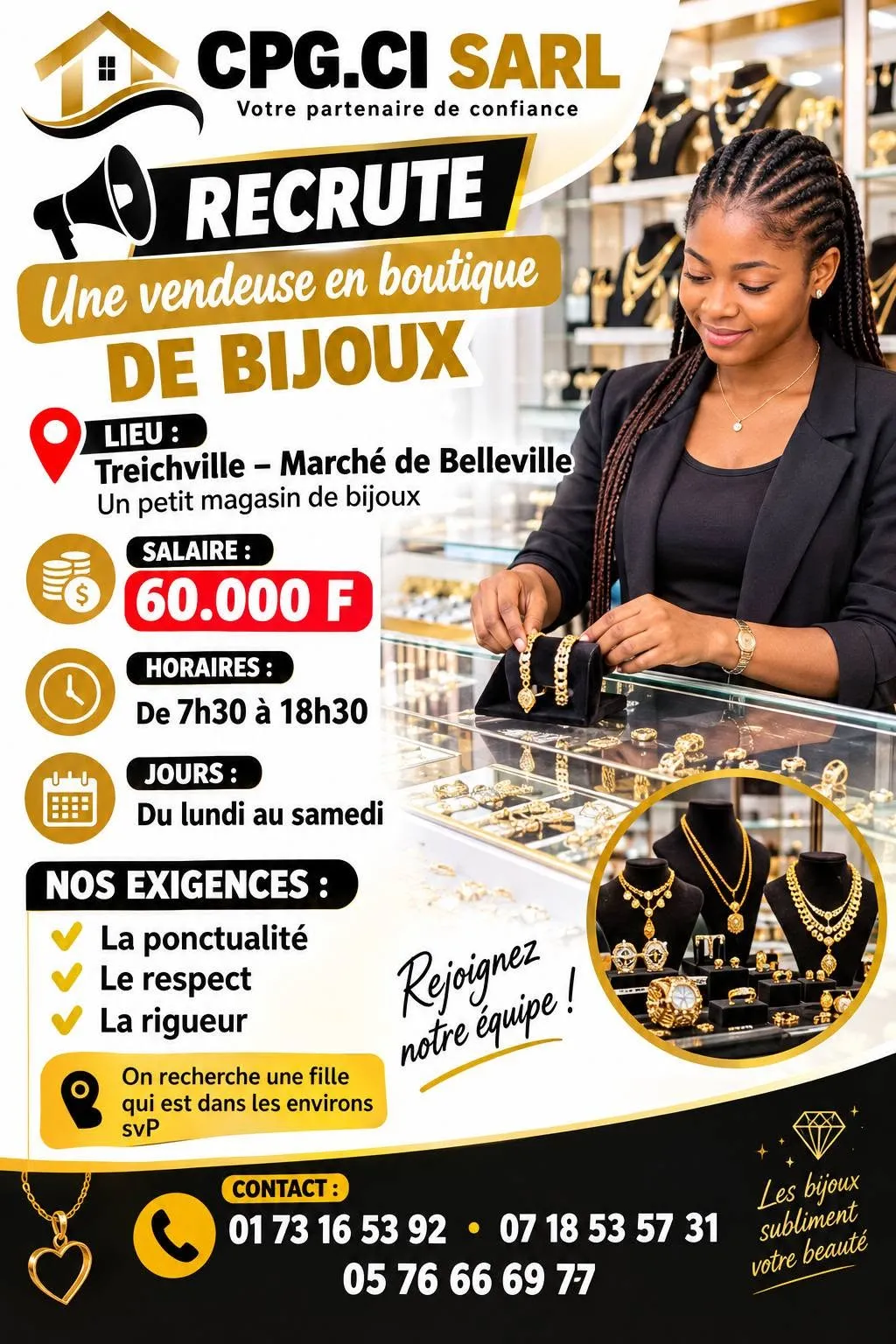 RECRUTEMENT DE VENDEUSE DE BIJOUX