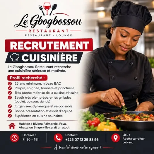 RESTAU RECRUTE CUISINIERE SERIEUSE