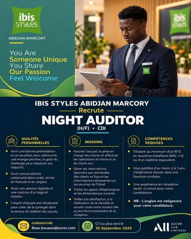 RECRUTEMENT NIGT AUDITOR (H/F)