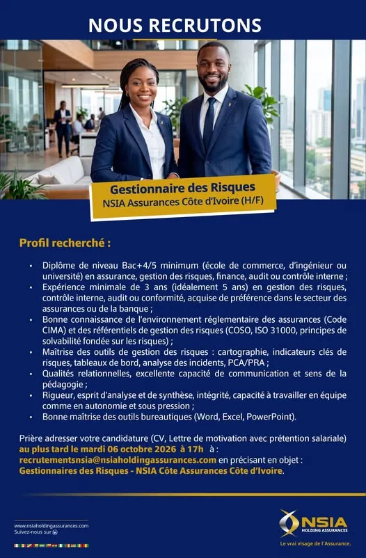 RECRUTEMENT GESTIONNAIRE DES RISQUE (HF)