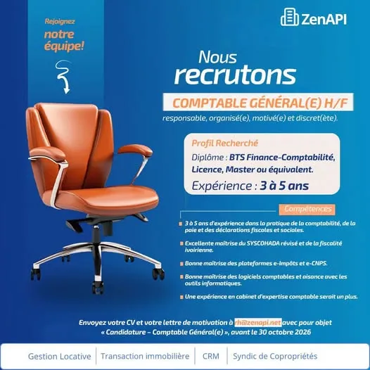 Offre d'emploi RECRUTEMENT COMPTABLE GÉNÉRAL(E) H/F