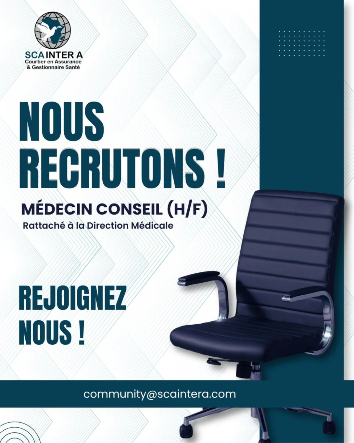 RECRUTEMENT 𝐌𝐄́𝐃𝐄𝐂𝐈𝐍 𝐂𝐎𝐍𝐒𝐄𝐈𝐋 (𝐇/𝐅)