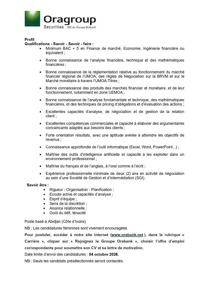 RECRUTEMENT D'UN NEGOCIATEUR (H/F)