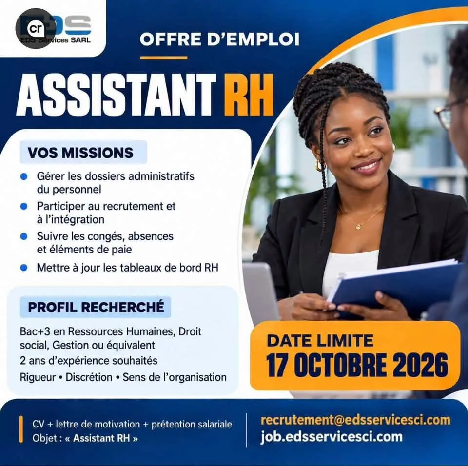 Offre d'emploi RECRUTEMENT ASSISTANT RH (H/F)