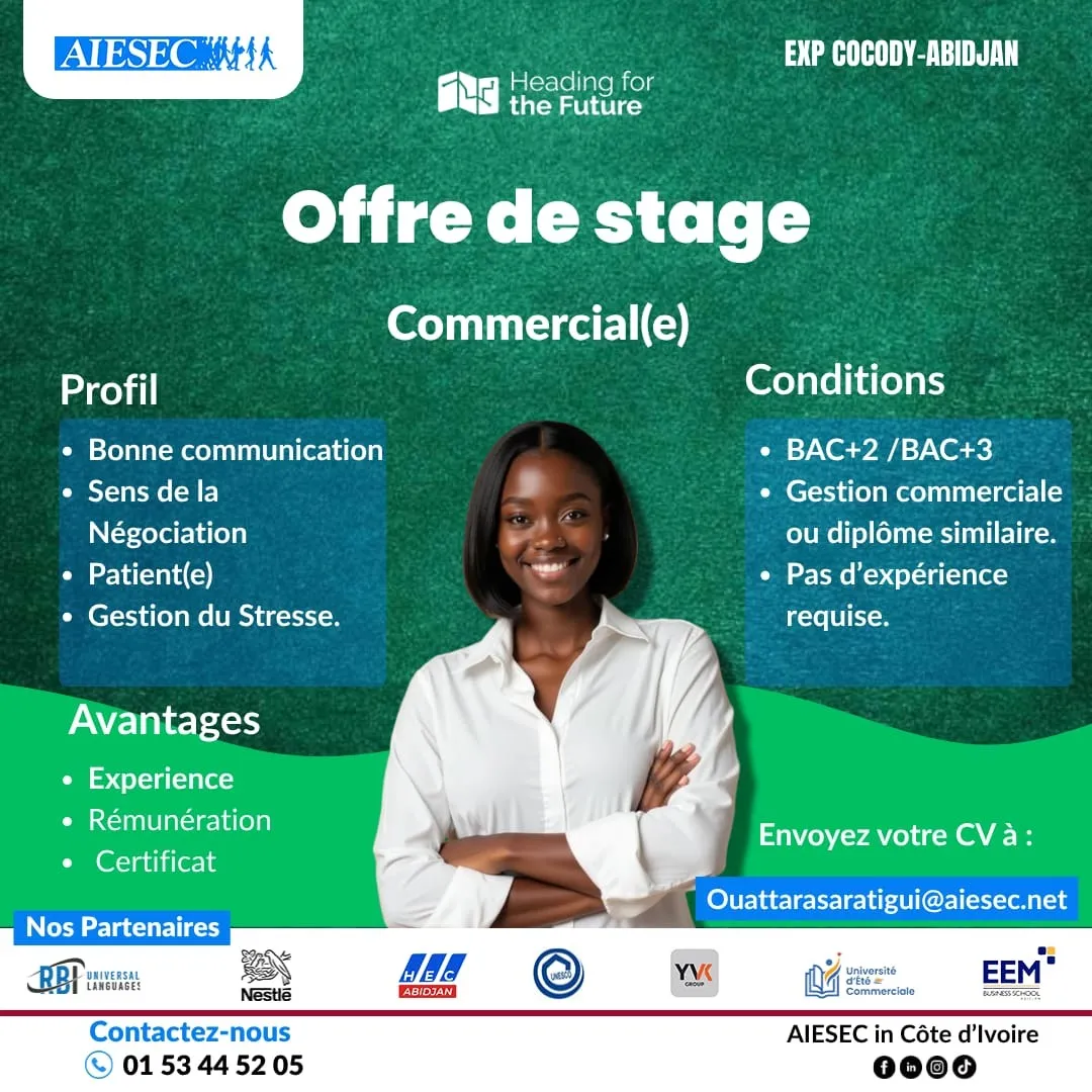 OPPORTUNITÉ DE STAGE – COMMERCIAL(E)