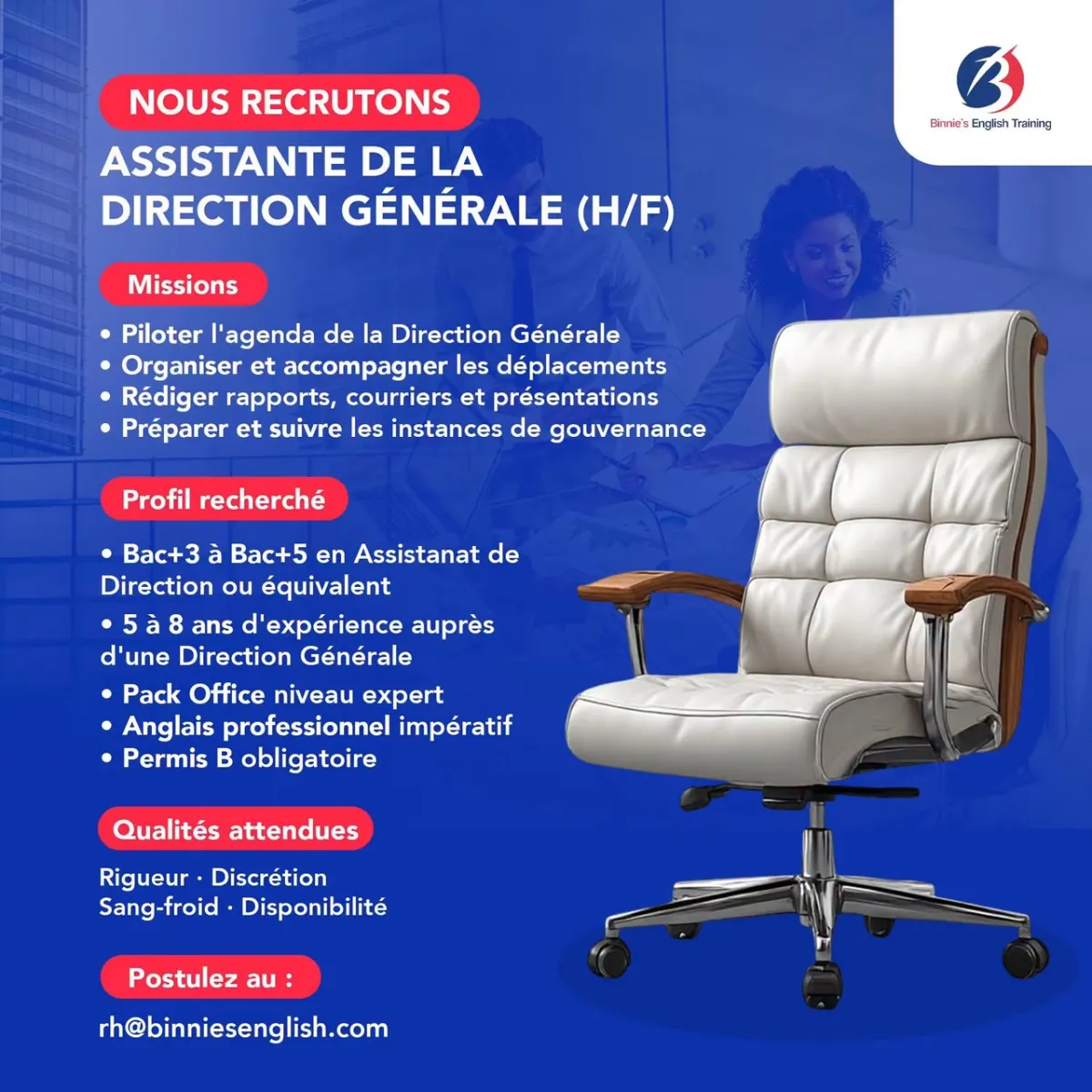 ASSISTANT(E) DE LA DIRECTION GÉNÉRALE (H/F)