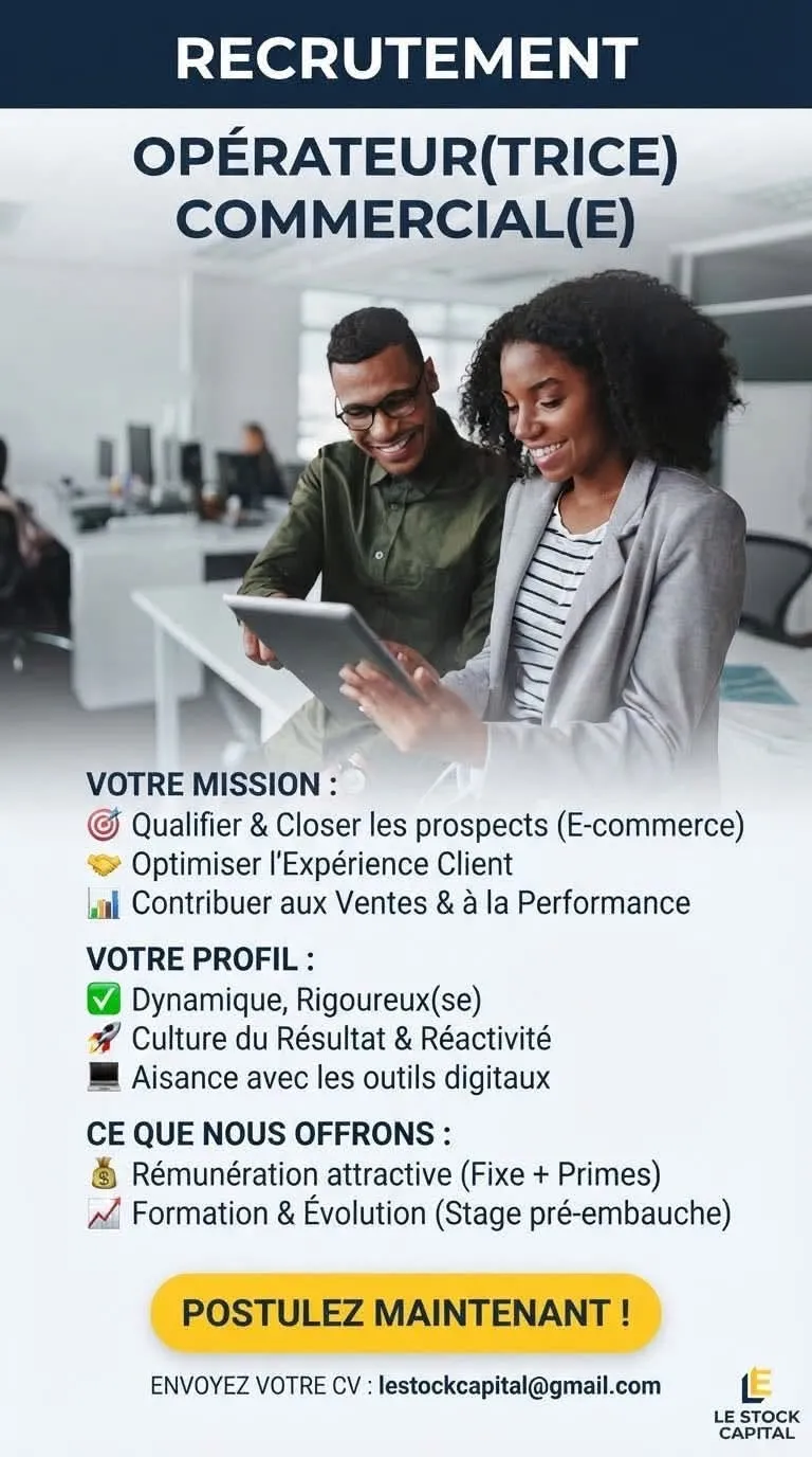RECRUTEMENT 2 OPÉRATEURS(TRICES) COMMERCIAUX(ALES) (H/F)