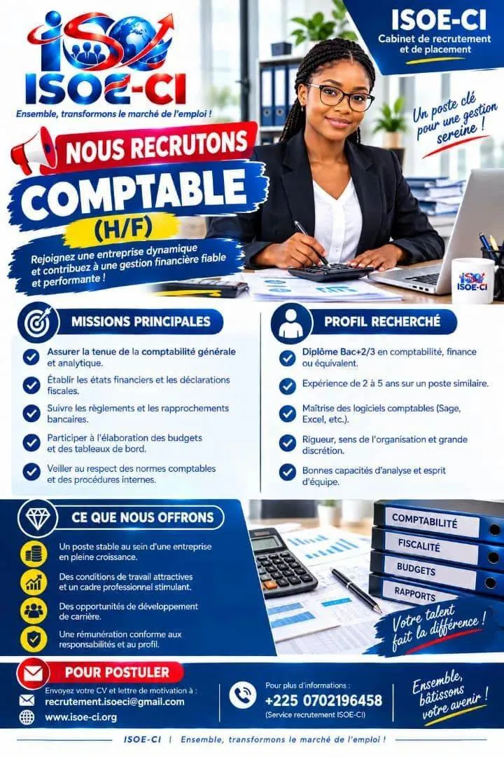 RECRUTEMENT D'UN COMPTABLE (H/F)