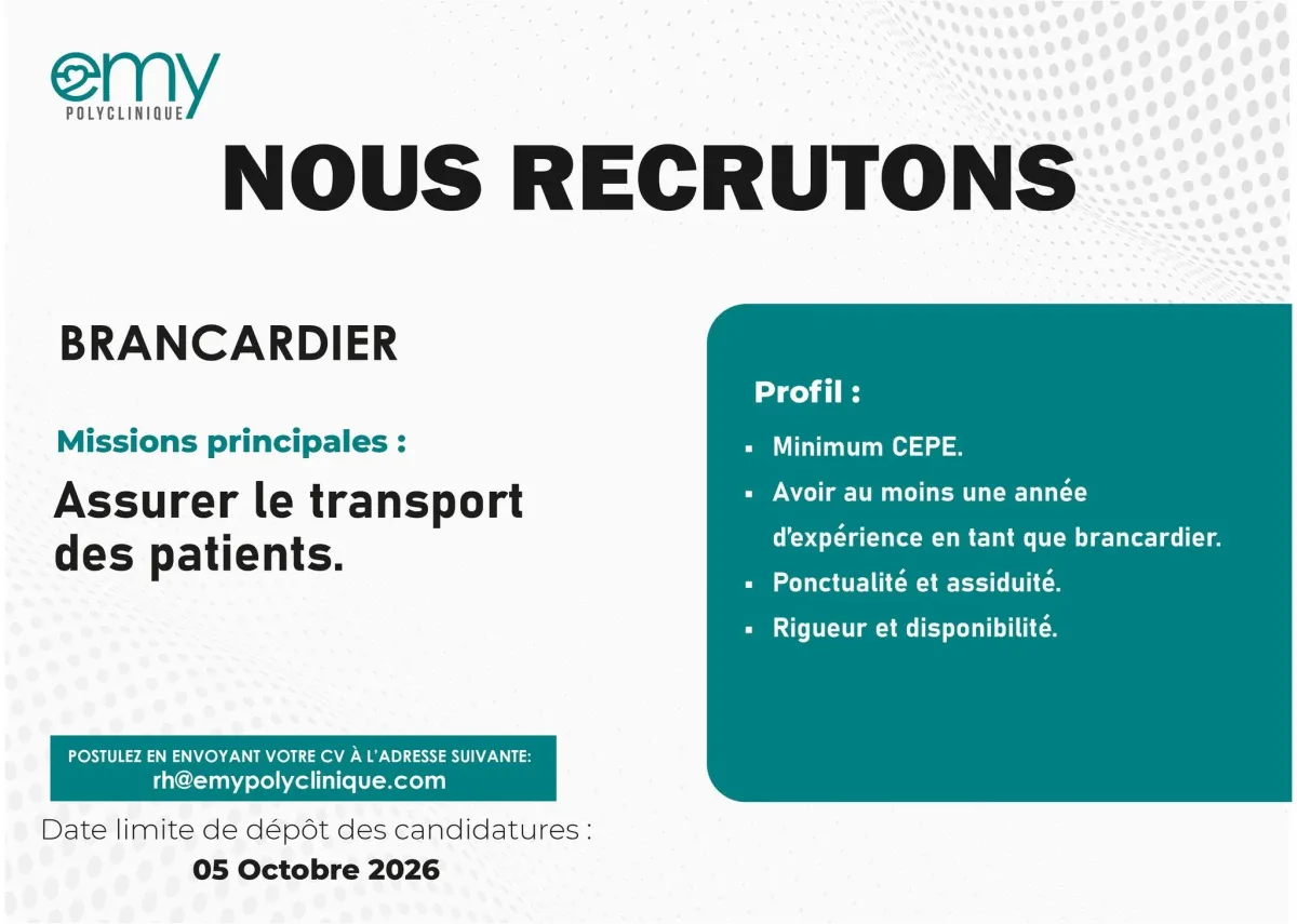 CLINIQUE RECRUTE D'UN BRANCARDIER