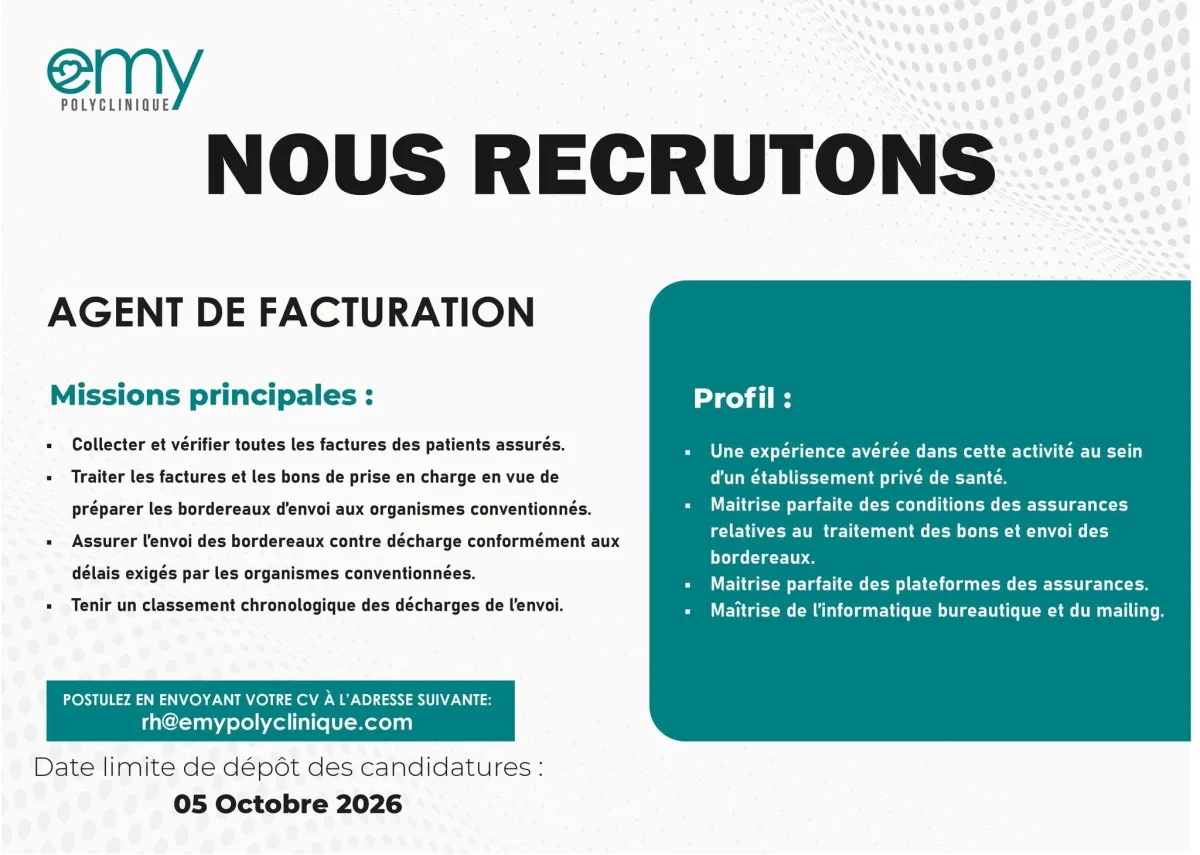 RECRUTEMENT AGENT DE FACTURATION