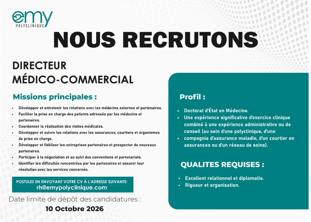 RECRUTEMENT DIRECTUER MEDICO- COMMERCIAL