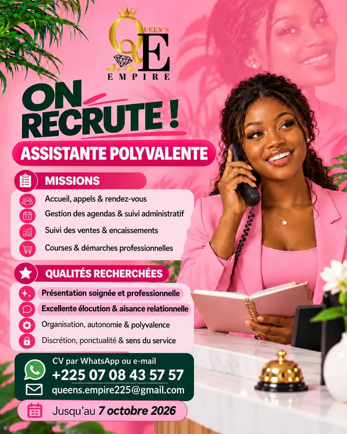 RECRUTEMENT D'UNE ASSISTANTE POLYVALENT