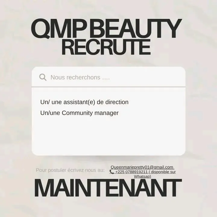 RECRUTEMENT COMMUNITY MANGER / SECRETAIRE ADMINISTRATIVE