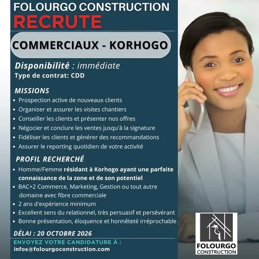 Offre d'emploi RECRUTEMENT DES COMMERCIAUX (H/F)