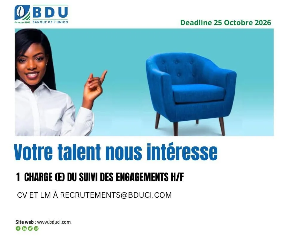 Offre d'emploi RECRUTEMENT CHARGE DE SUIVIE DES ENGAGEMENTS (H/F)