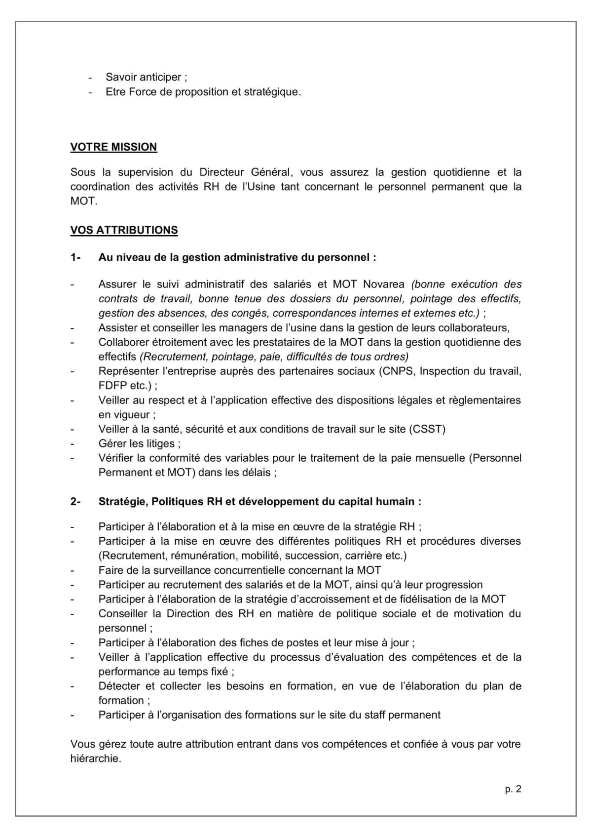 RESPONSABLE RESSOURCES HUMAINES (H/F)