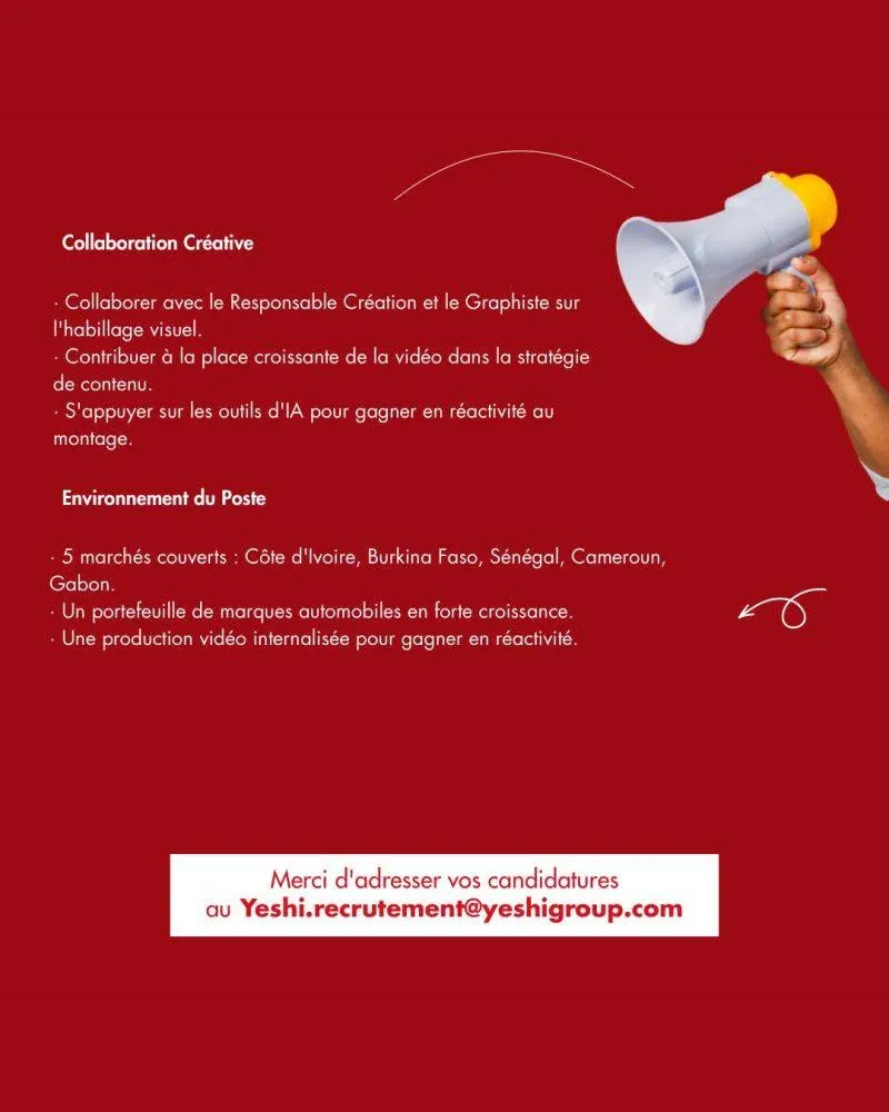 RECRUTEMENT D'UN CADREUR MONTEUR
