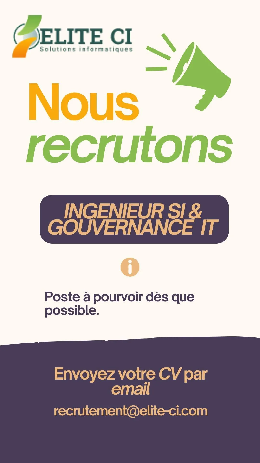 RECRUTEMENT INGENIEUR SYSTEME D'INFORMATIQUE