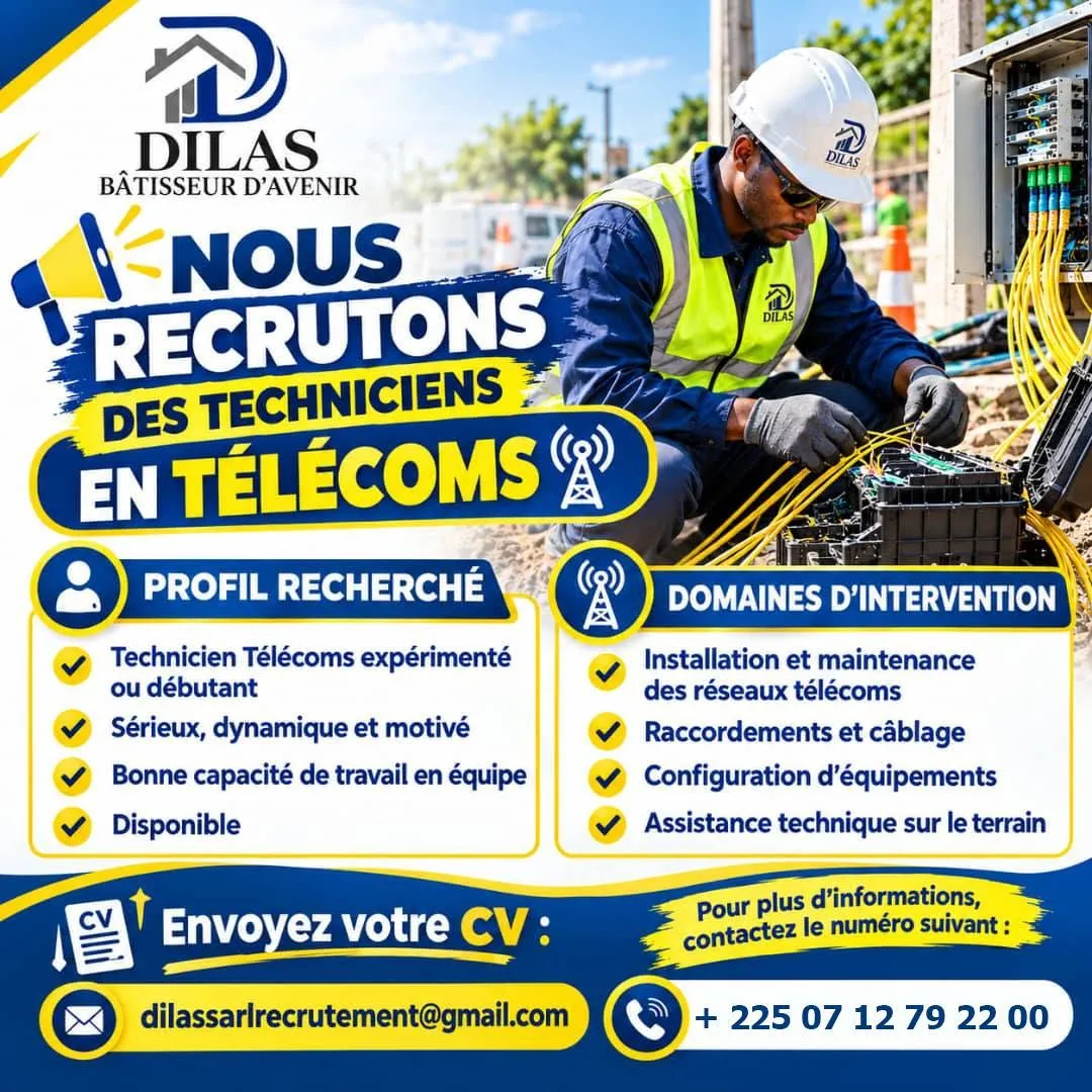 RECRUTEMENT DES TECHNICIENS FIBRE OPTIQUE