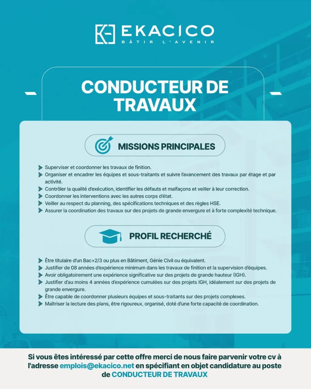 RECRUTEMENT CONDUCTRICE DE TRAVAUX