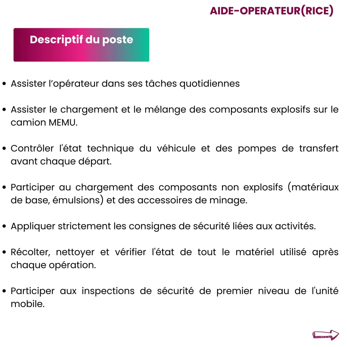 Offre d'emploi RECRUTEMENT UN(E) AIDE OPERATEUR (RICE).