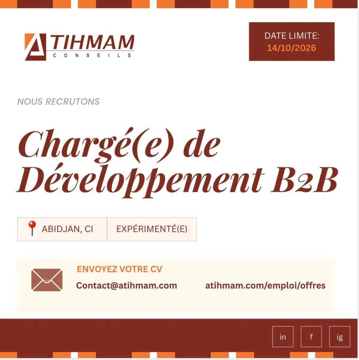 RECRUTEMENT CHARGÉ(E) DE DÉVELOPPEMENT B2B