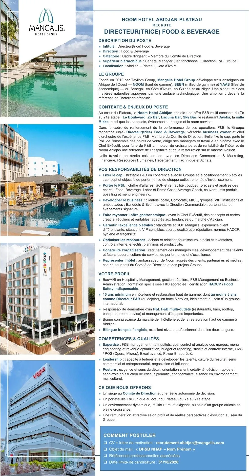 Offre d'emploi RECRUTEMENT DIRECTEURE FOOD (H/F)
