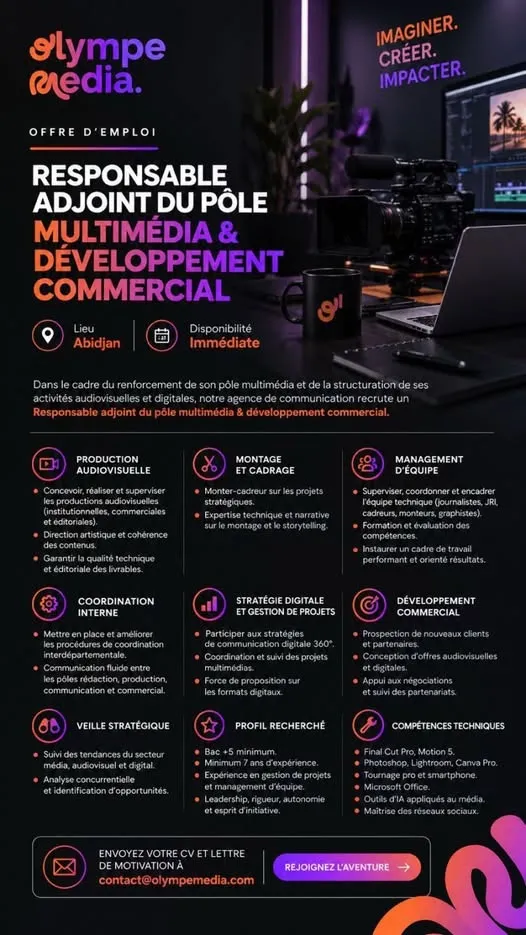 RESPONSABLE ADJOINT DU PÔLE MULTIMÉDIA & DÉVELOPPEMENT COMMERCIAL